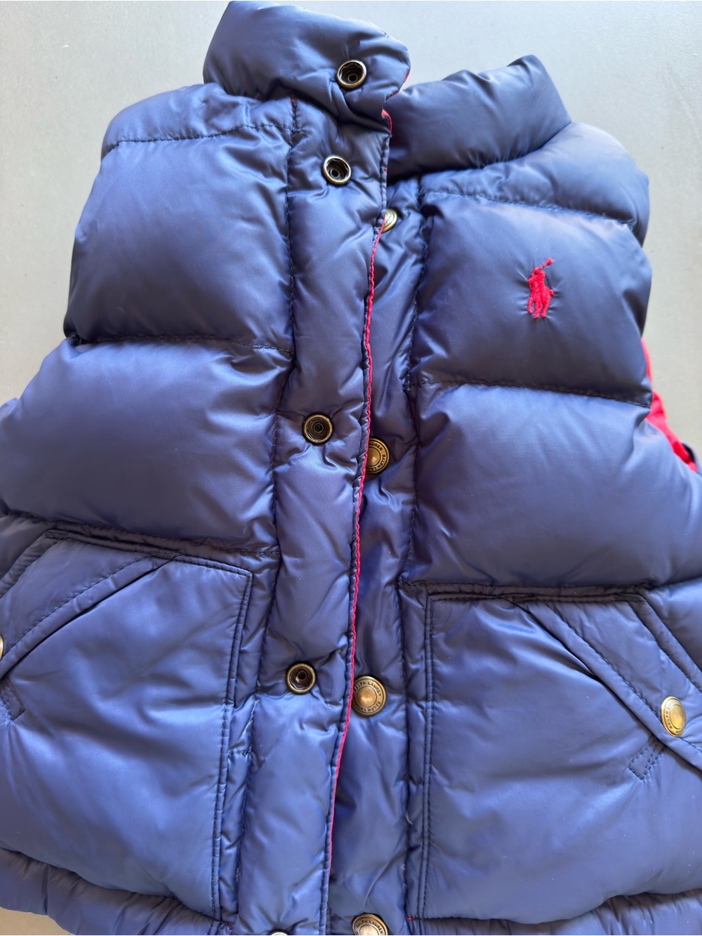 Polo by Ralph Lauren Navy Blue Puffer Vest with Red Logo